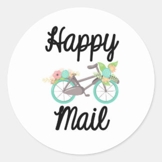 Rond Happy Mail Sticker - vélo floral! !