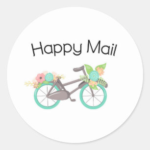 Rond Happy Mail Sticker - vélo floral! !
