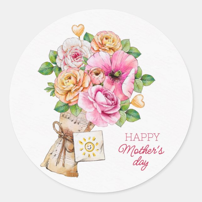 Rond Happy Mère's Day Classic Round Sticker (Devant)