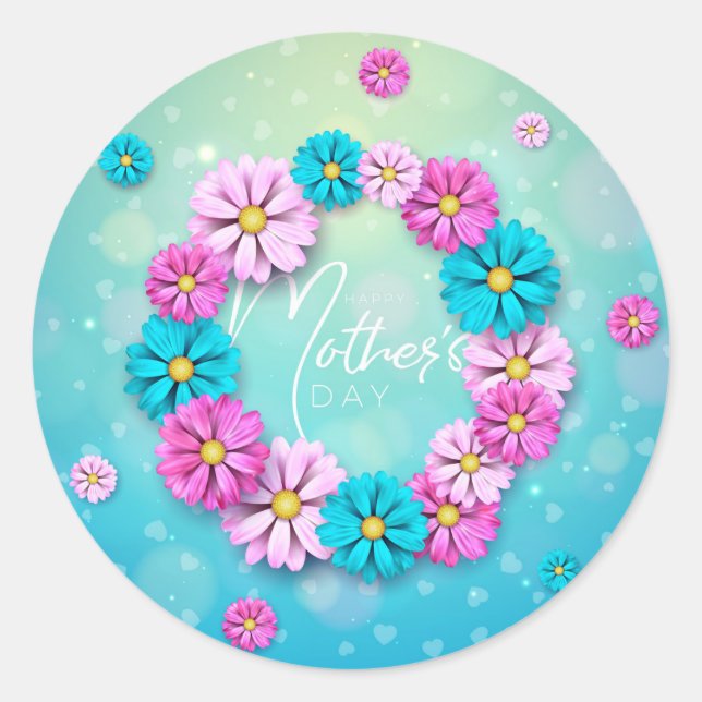 Rond Happy Mère's Day Classic Round Sticker (Devant)