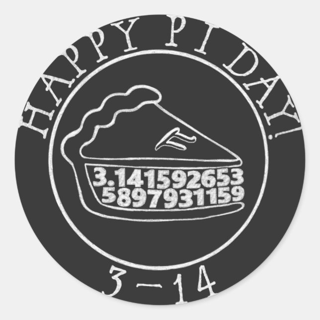 Rond Happy Pi jour chalkboard pie sticker (Devant)