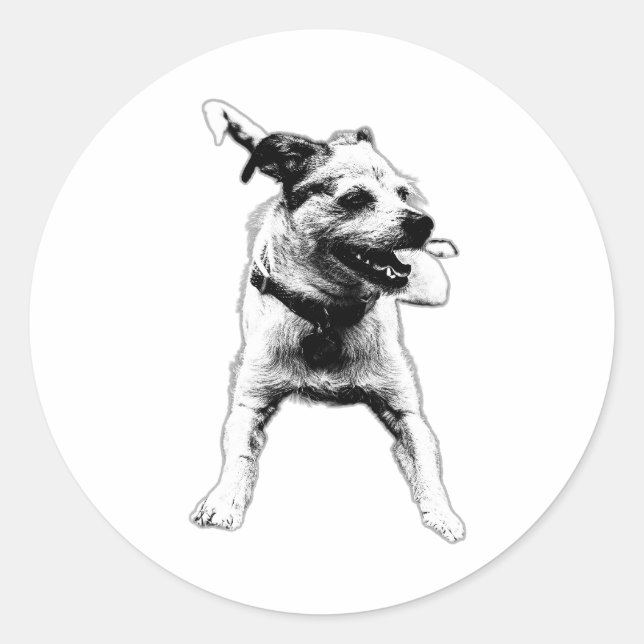 Rond Happy Pup Terrier Mix Sticker (Devant)
