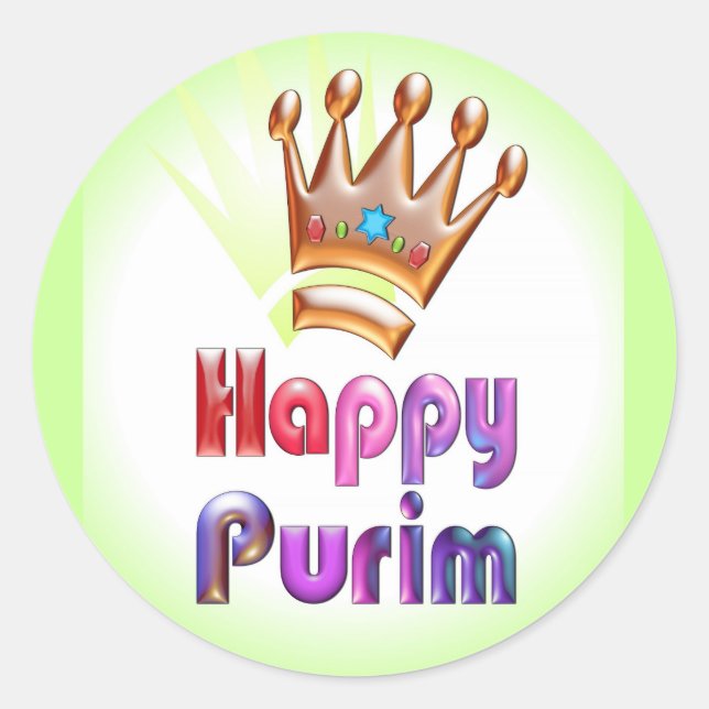 Rond Happy Purim fun sticker Crown avec Star of David (Devant)