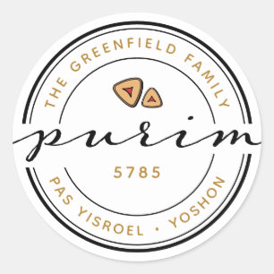 Rond Happy Purim Mishloach Manos Kosher Détails Sticker