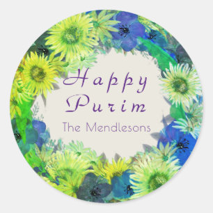 Rond Happy Purim sticker tournesol