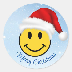 Rond Happy Smile Père Noël Classic Round Sticker