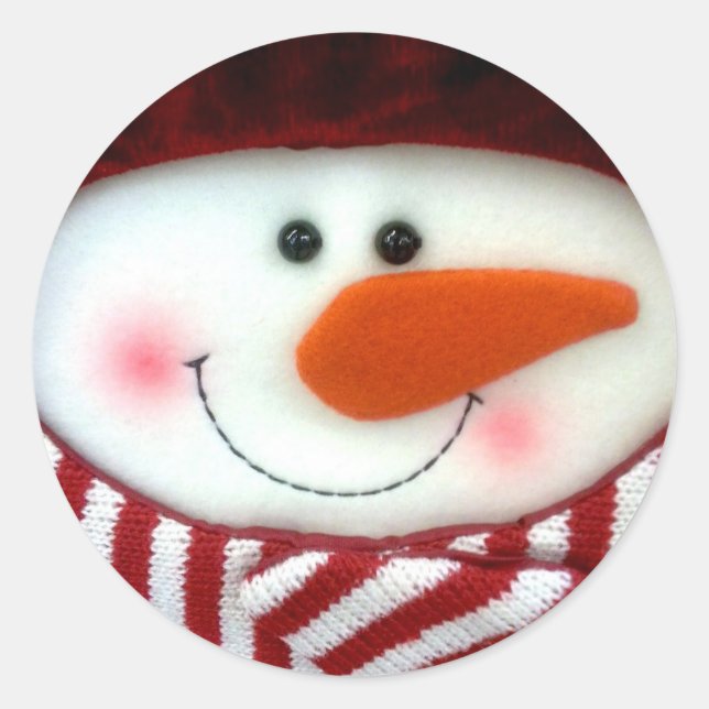 Rond Happy Snowman Sticker (Devant)