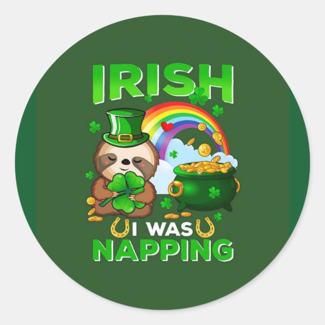 Rond Happy St. Patrick's Day Sloth sticker (Devant)