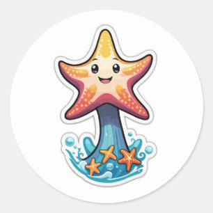Rond Happy Starfish Sticker - Un ami marin coloré