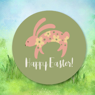 Rond Happy Sticker Bunny Pâques