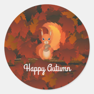 Rond Happy Sticker d'écureuil d'automne