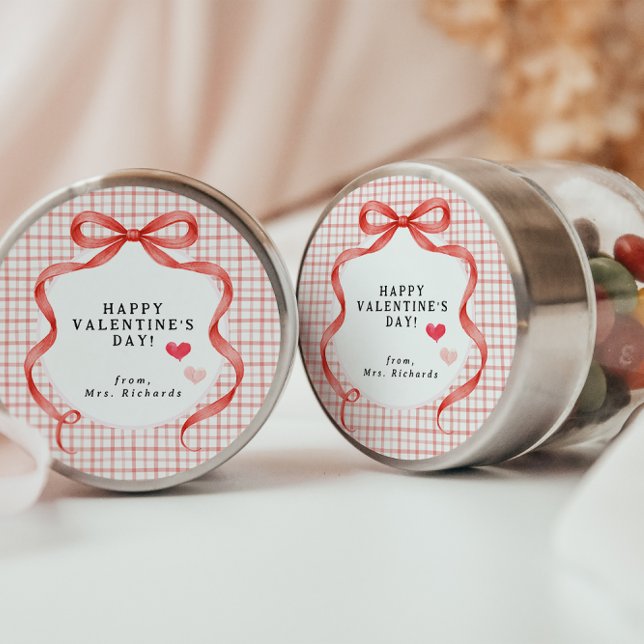 Rond Happy Valentine’s Day Personalized Teacher Sticker (Créateur téléchargé)