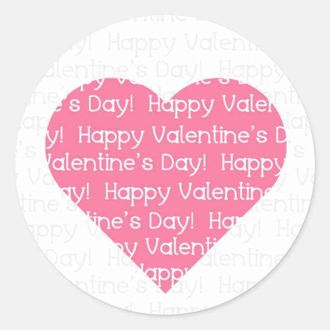 Rond Happy Valentine's Sticker - Coeur rose (Devant)