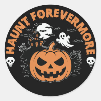 Rond Haunt Forevermore Sticker Citrouille Ghost