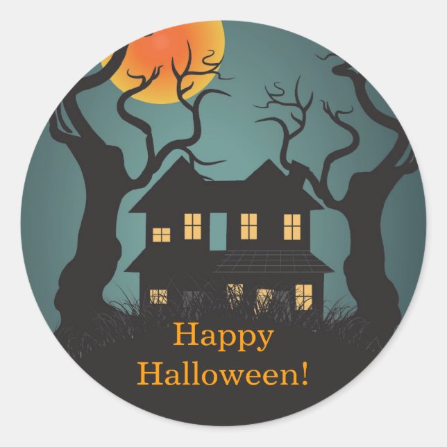 Rond Hauny house Happy Halloween Sticker (Devant)
