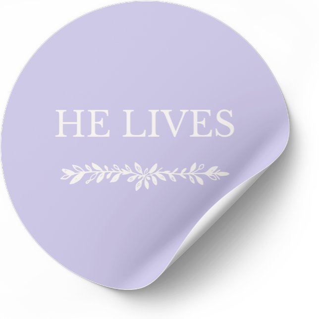 Rond He Lives Christian Easter Sticker (Faith-based Easter sticker inspired by Scripture and resurrection hope.)