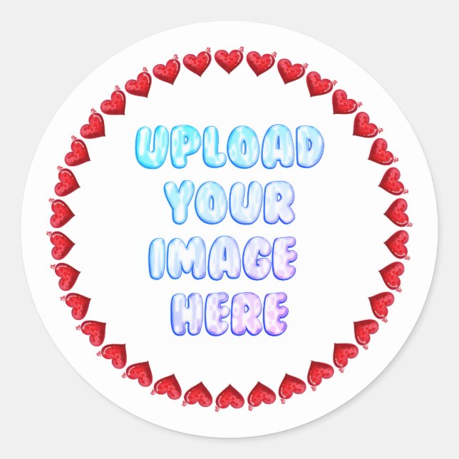 Rond Heart Border Round Sticker with a Business Logo (Devant)