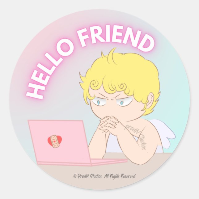 Rond hello friend sticker (Devant)
