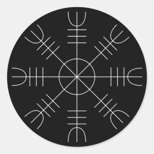 Rond Helm De Awe Viking Protection Sticker Blanc Noir