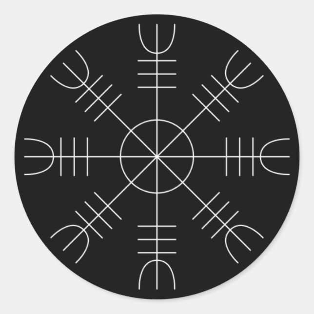 Rond Helm De Awe Viking Protection Sticker Blanc Noir (Devant)