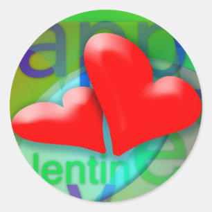 Rond Heureuse Sainte-Valentin 2 Sticker Coeurs rouges