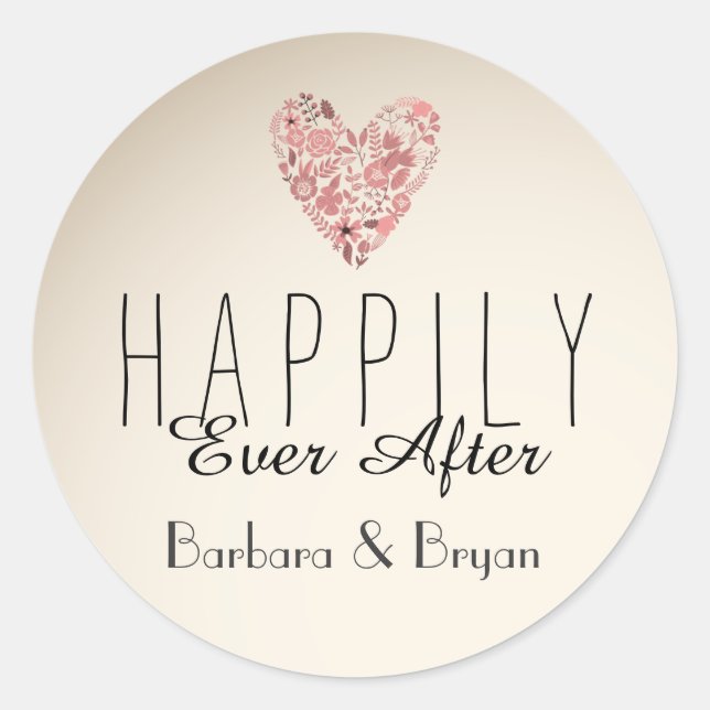 Rond Heureux Jamais après Mariage Sticker (Devant)