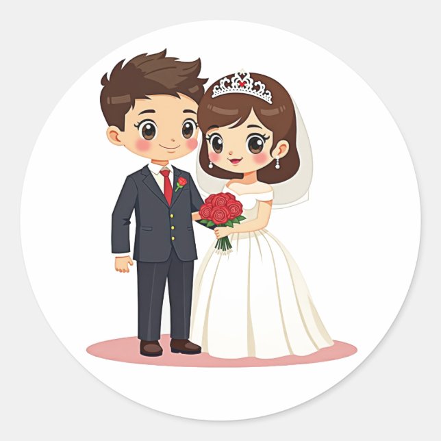 Rond Heureux Jamais après Mariage Sticker (Devant)