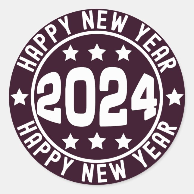 Rond HEUREUX Sticker du NOUVEL AN 2024 (Devant)