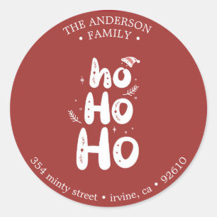 Rond Ho Ho Ho ⎢ Vacances Retours Adresse Sticker