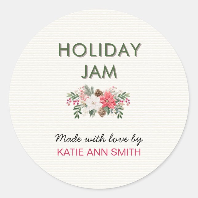 Rond Holiday Jam Label | Christmas Canning Sticker (Devant)