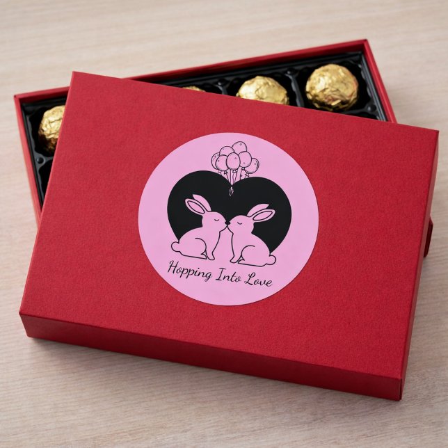 Rond Hopping Into Love - Cute Valentine Bunnies Sticker (Créateur téléchargé)