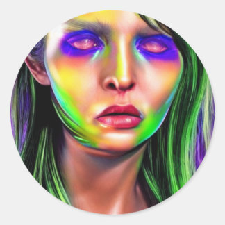 Rond Horreur Sticker Woman Classic Round