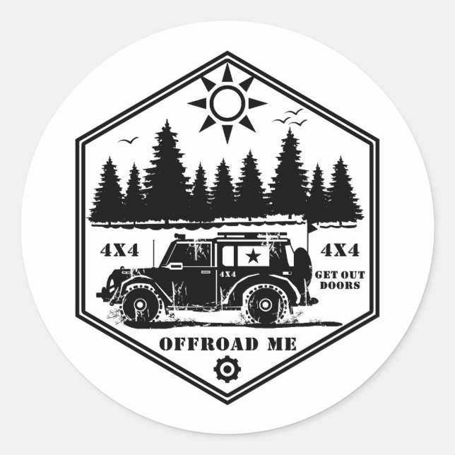 Rond HORS ROAD ME Wilderness BW Classic Round Sticker (Devant)