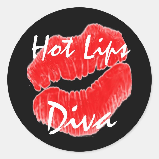 Rond "Hot Lips Diva" En Sticker Noir - Personnalisable (Devant)