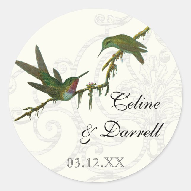 Rond Hummingbirds n Swirls - Sticker Mariage ou phoque (Devant)
