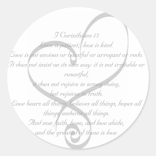 Rond I Corinthians 13 Sticker Amour/Mariage (Devant)