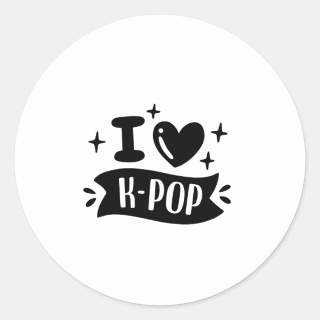 Rond I Heart K-Pop Sticker (Devant)