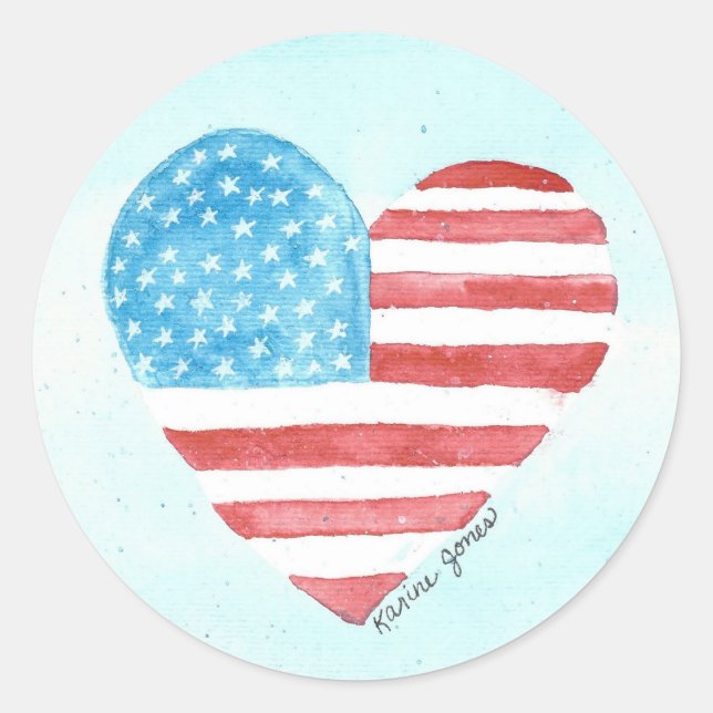 Rond I Love America Heart Sticker (Devant)