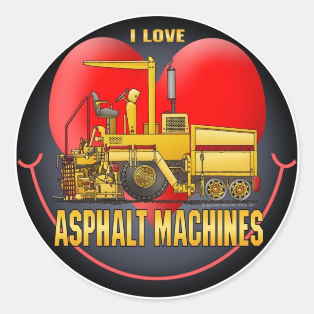 Rond I Love Asphalte Paving Machines Sticker pour enfan (Devant)