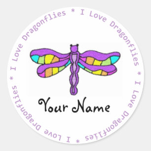 Rond I Love Dragonflies Sticker personnalisable