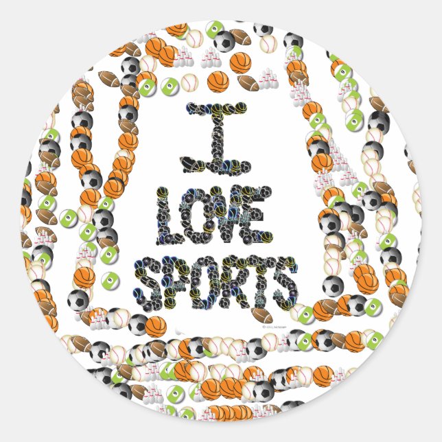 Rond I Love Sports Sticker (Devant)