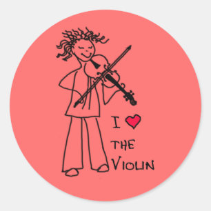 Rond I Love The Violin Rose Sticker pour le site de vio