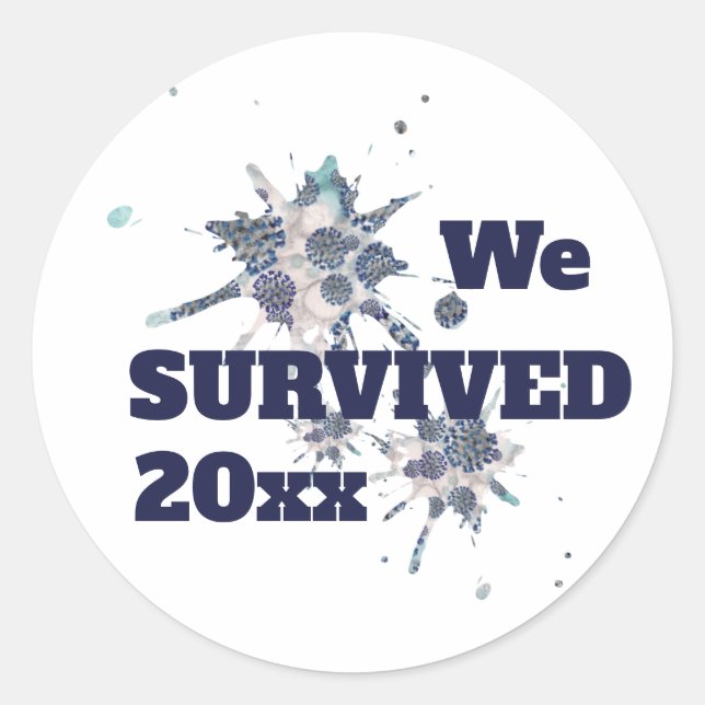 Rond I Survive Bleu Covid Virus Classic Round Sticker (Devant)