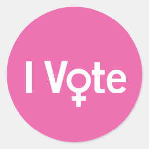 Rond I Vote Sticker - Blanc sur Rose (personnalisable)