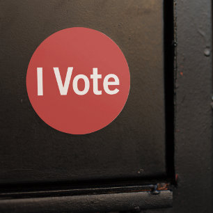 Rond I Vote Sticker - Blanc sur Rouge (personnalisable)