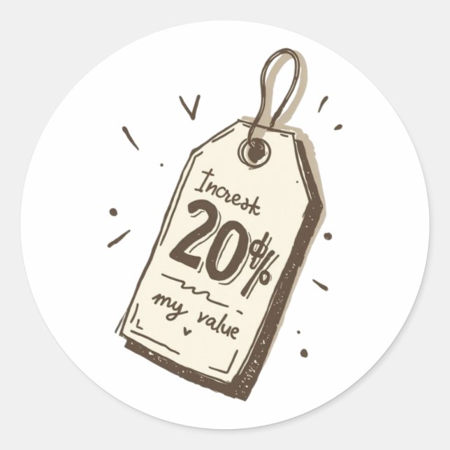 Rond Increasing Value Vintage Price Tag Sticker (Devant)