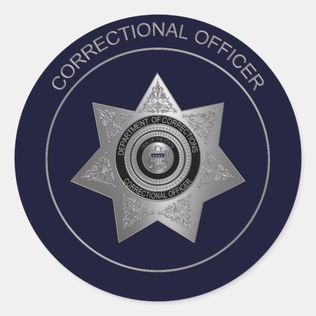 Rond Insigne de l'agent correctionnel, Sticker en argen (Devant)