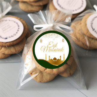 Rond Islamic Eid Greeting Sticker – Gold Confetti