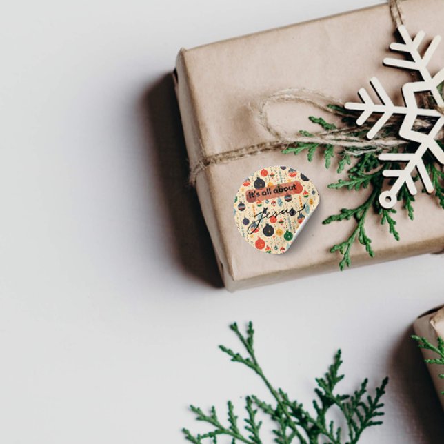 Rond It’s All About Jesus – Christmas Sticker #10 (Créateur téléchargé)