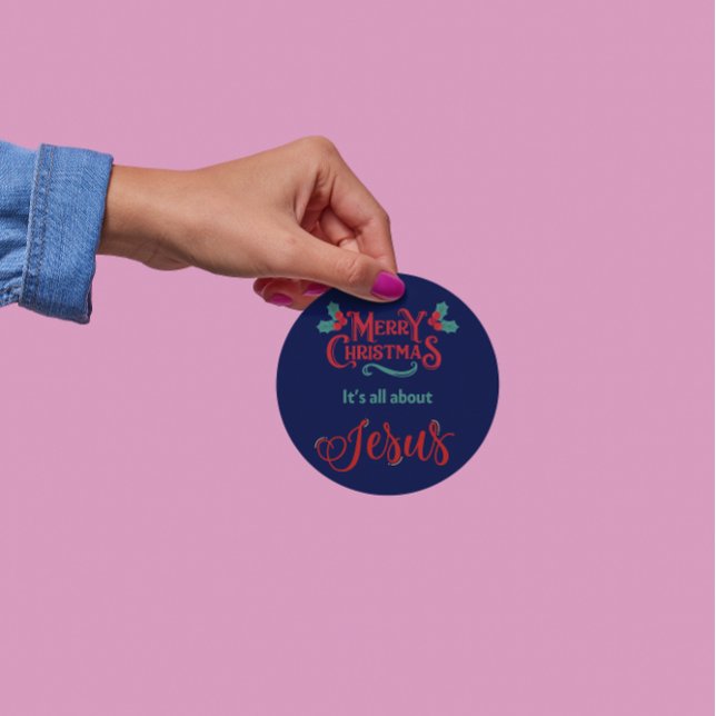 Rond It’s All About Jesus – Christmas Sticker #12 (Créateur téléchargé)